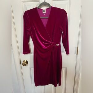 NWOT Anne Kline Faux Wrap, Ling Sleeve Dress.